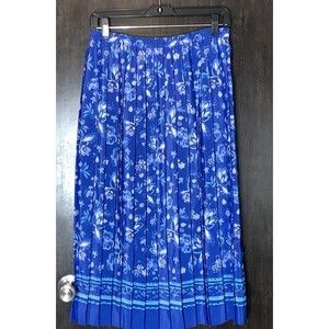 Leslie Faye blue floral pleated skirt size US 10